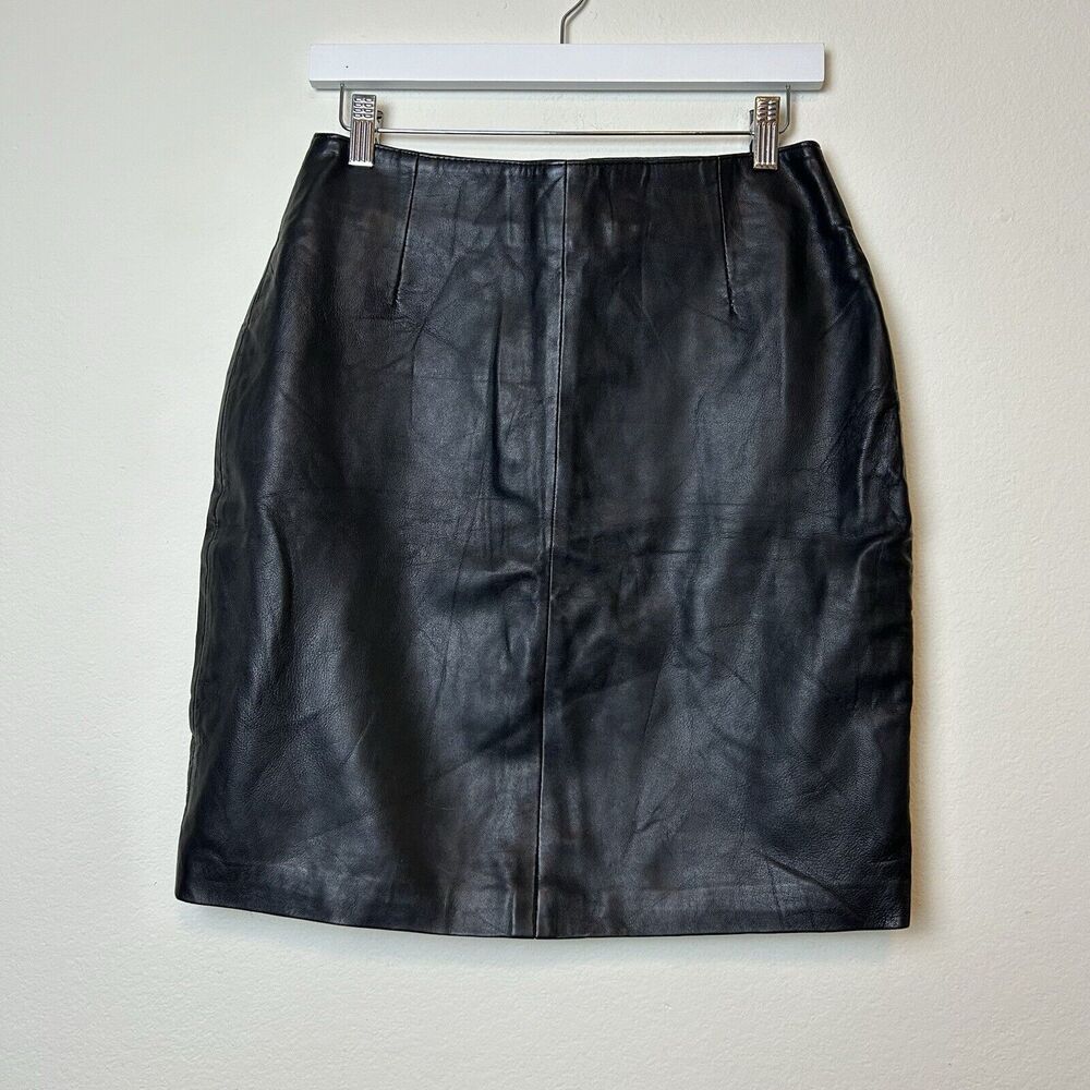 Sunbelt Leather Skirt Women’s 8 Black Mini Lined Chic Classic Bikercore Gothic